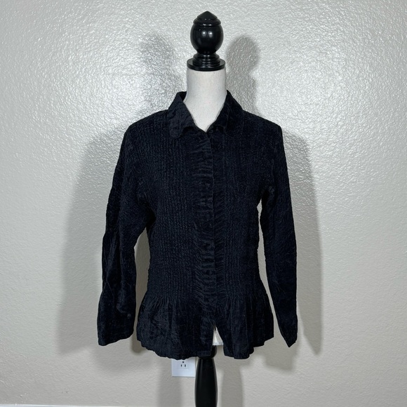 YOSHIKI HISHINUMA Vintage Velvet Button Down Blouse - Picture 2 of 7